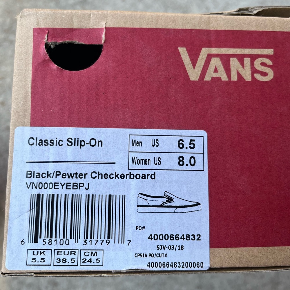 Vans black checkerboard classic slip on sneakers shoes sz 8 - Picture 7 of 7